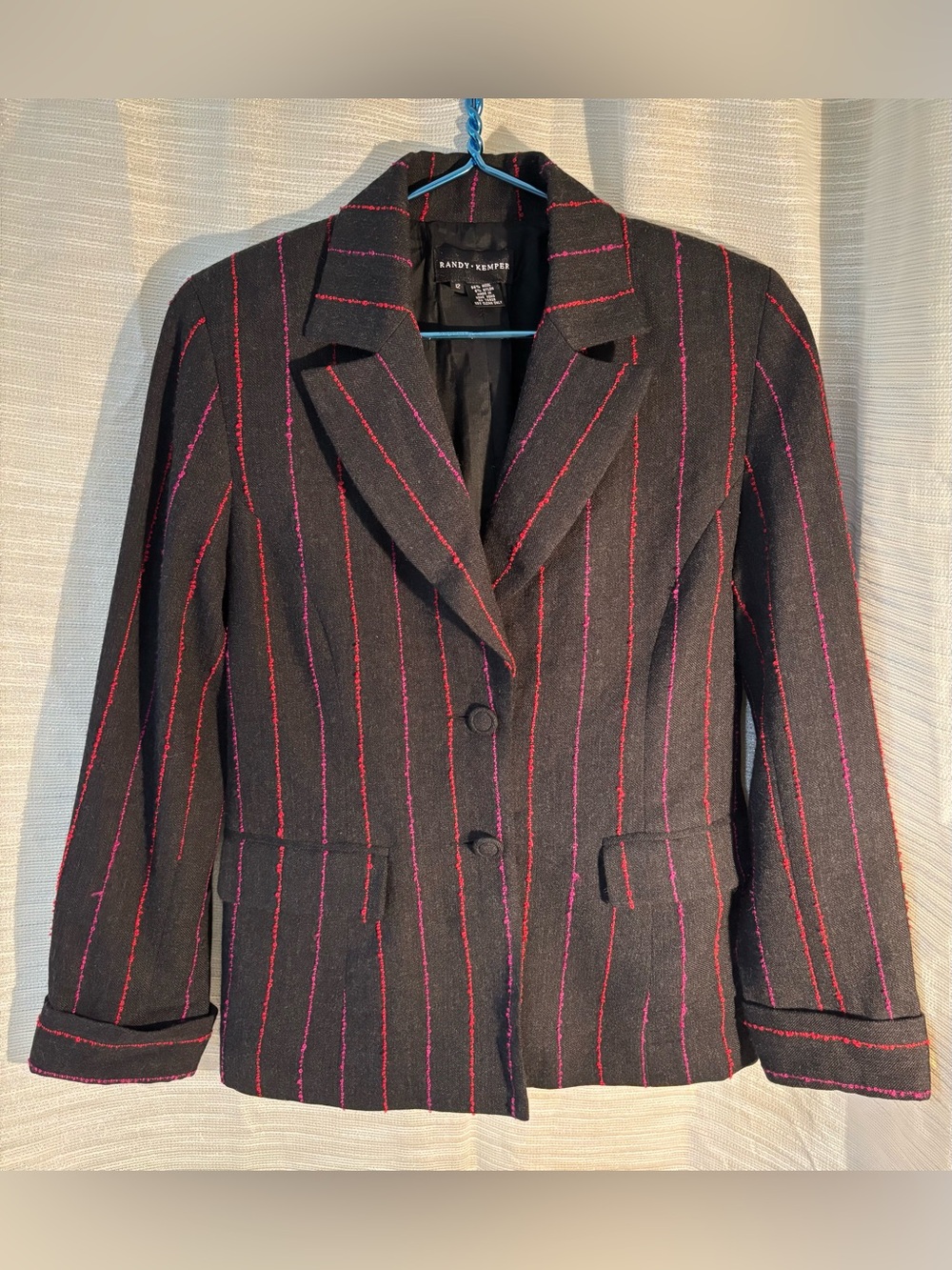 RANDY KEMPER wool blazer HACKET. Striped textured GRAY red purple 12